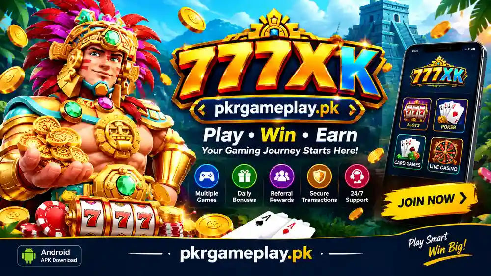 777XK Game banner with casino games and PKRGameplay branding