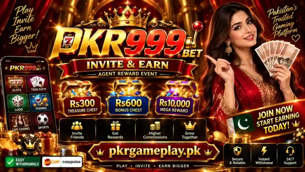 PKR999 BET promotional banner with rewards games and Pakistani payment options