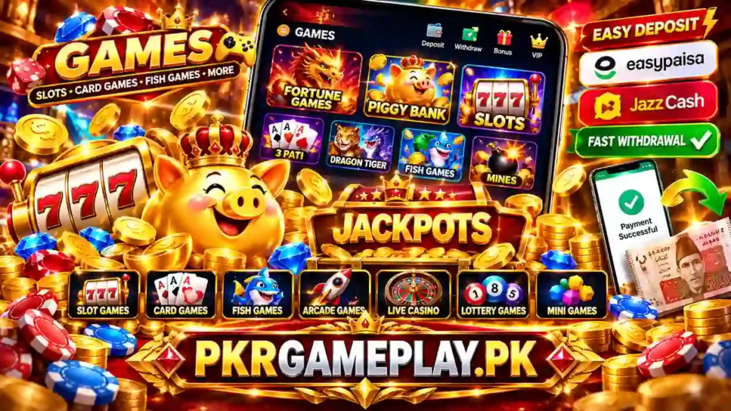 K116 Game jackpot games banner with Easypaisa and JazzCash payment options